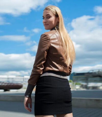 Women Genuine Leather Jacket Black Aviator