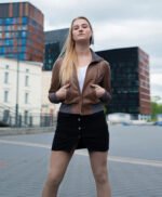 Women Genuine Leather Jacket Black Aviator