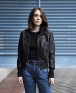 Women Genuine Leather Jacket Black Aviator