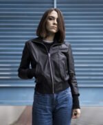 Women Genuine Leather Jacket Black Aviator
