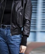 Women Genuine Leather Jacket Black Aviator