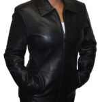 Women Genuine Zipper Closure Nice Fitted Leather Jacket