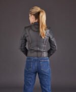 Women Gray Motorcycle Leather Jacket