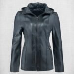 Women Hooded Black Biker Jacket