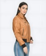 Women Leather Bomber Jacket
