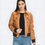 Women Leather Bomber Jacket