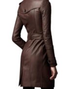 Women Leather Long Trench Coat