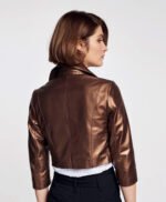 Women Metallic Style Cooper Leather Jacket