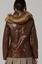 Women Premium Quality Sheepskin Leather Genuine Fur Hoodie