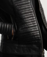 Women Quilted Black Leather Biker Jacket