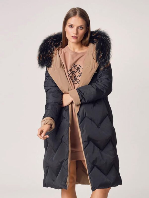 Women Reversible Genuine Fur Hood Coat For Winter
