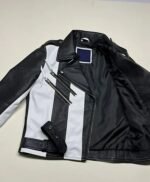 Women's And Girl's White And Black Stylish Two Tone Biker Jacket