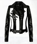 Women's And Girl's White And Black Stylish Two Tone Biker Jacket
