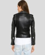 Womens Biker Studded Premium Leather Jacket