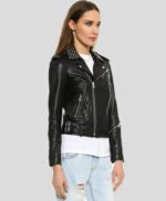 Womens Biker Studded Premium Leather Jacket