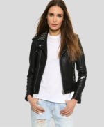 Womens Biker Studded Premium Leather Jacket