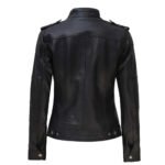Womens Black Cafe Racer Real Leather Jacket