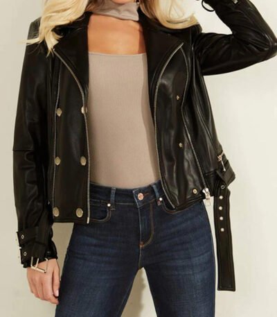 Womens Black Moto Leather Jacket