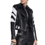 Womens Black Moto Style Genuine Leather Motorcycle Slim Fit Biker Jacket