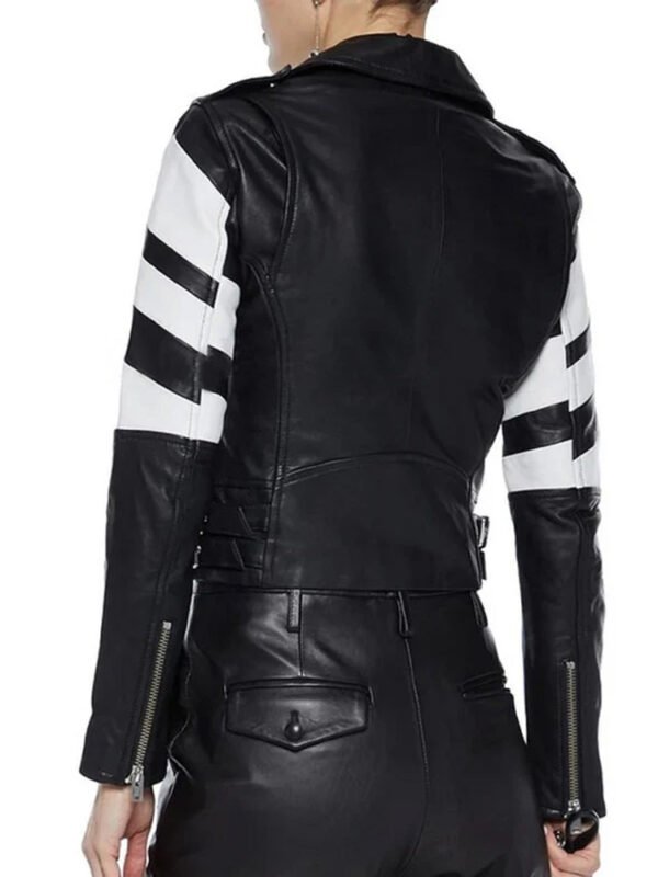 Womens Black Moto Style Genuine Leather Motorcycle Slim Fit Biker Jacket