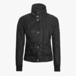 Womens Black Quilted Jacket Tailored Fit Outerwear