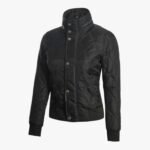 Womens Black Quilted Jacket Tailored Fit Outerwear