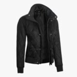 Womens Black Quilted Jacket Tailored Fit Outerwear