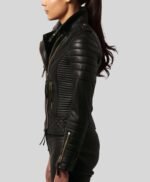 Women's Black Quilted Slim Fit Leather Jacket