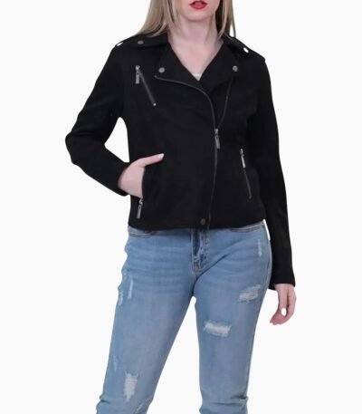 Women's Black Suede Leather Jacket