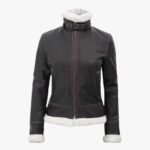 Womens Bomber Genuine Fur Lined Leather Jacket with Removable Hood
