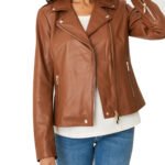 Womens Brown Leather Motorcycle Jacket
