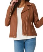 Womens Brown Leather Motorcycle Jacket