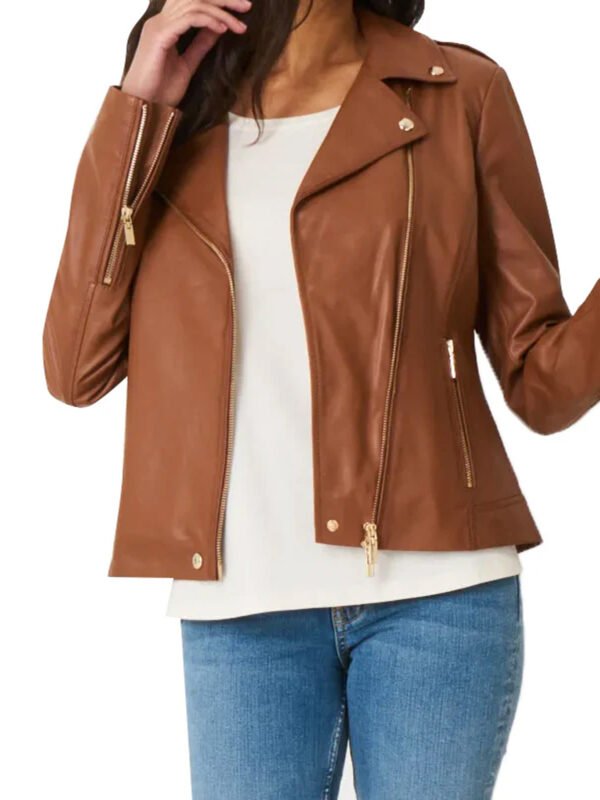Womens Brown Leather Motorcycle Jacket