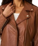Womens Brown Leather Motorcycle Jacket
