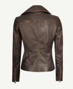 Womens Brown Vintage Leather Biker Jacket