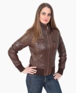 Women's Classic Bomber Real Leather Jacket