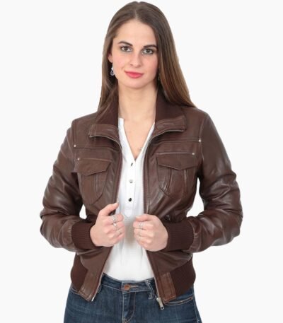 Women's Classic Bomber Real Leather Jacket