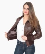 Women's Classic Bomber Real Leather Jacket