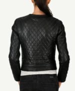 Womens Collarless Black Quilted Jacket