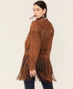 Women's Crochet Trim Suede Coat