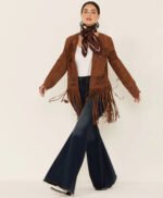 Women's Crochet Trim Suede Coat