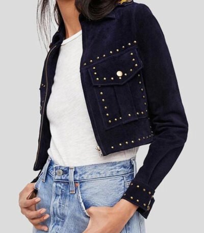 Women's Cropped Suede Leather Jacket
