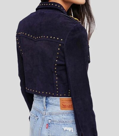 Women's Cropped Suede Leather Jacket