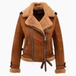 Women's Dark Brown Genuine Suede Genuine Shearling Fur Jacket