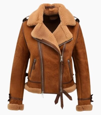 Women's Dark Brown Genuine Suede Genuine Shearling Fur Jacket