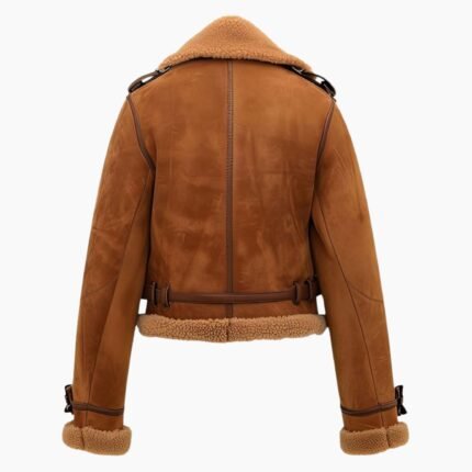 Women's Dark Brown Genuine Suede Genuine Shearling Fur Jacket