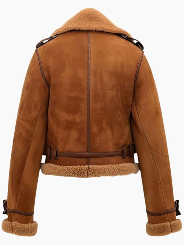Women's Dark Brown Genuine Suede Genuine Shearling Fur Jacket