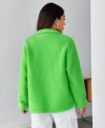 Women's Fashion Jacket Drop Shoulder Zipper Teddy Jacket