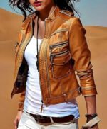 Women's Genuine Lambskin Leather Motorcycle Slim fit Designer Biker Jacket