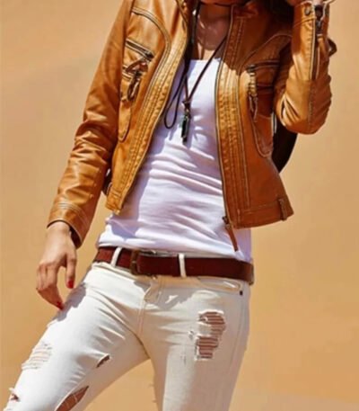 Women's Genuine Lambskin Leather Motorcycle Slim fit Designer Biker Jacket